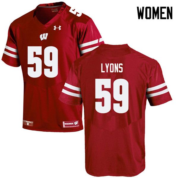 Wisconsin Badgers Women's #59 Andrew Lyons NCAA Under Armour Authentic Red College Stitched Football Jersey GI40V63FW